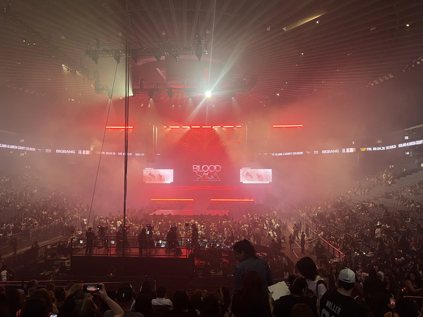 The ENHYPEN concert arena glowing red before the show
